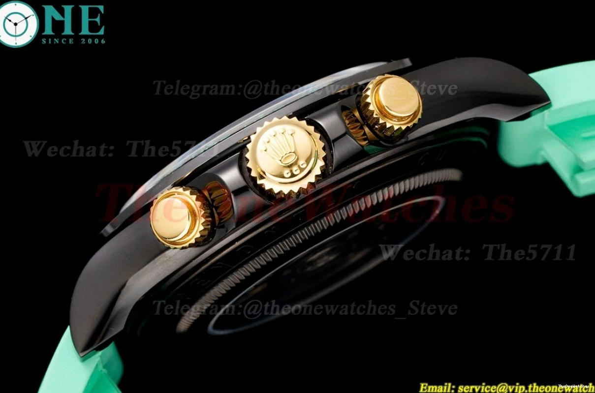 N6F Skeleton DLC Rubber 40mm Green RU DD4130 Dial Blaken On Daytona 0328